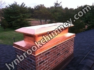 Before and after chimney cap replacement in Lynbrook, NY
